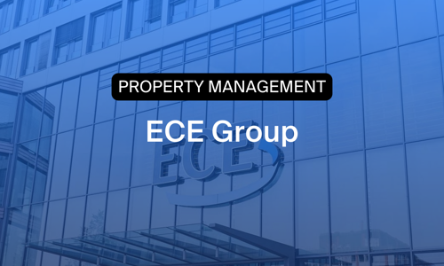 Hauptsitz der ECE Group mit dem Hinweis Property Management – ein Symbol dafür, wie das Unternehmen durch Timegrip eine bessere Zeiterfassung, HR-Controlling und Einsatzplanung erreicht.