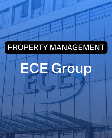 Hauptsitz der ECE Group mit dem Hinweis Property Management – ein Symbol dafür, wie das Unternehmen durch Timegrip eine bessere Zeiterfassung, HR-Controlling und Einsatzplanung erreicht.